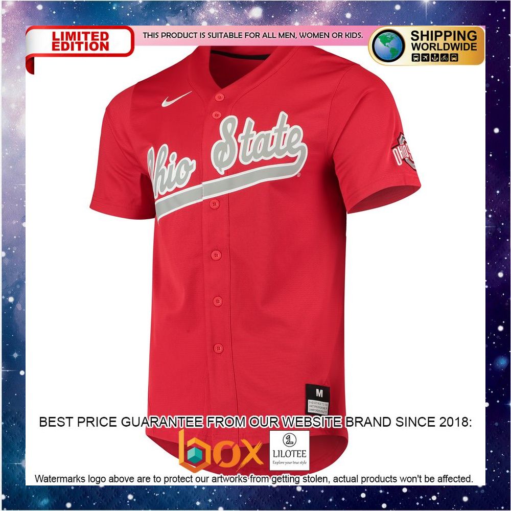 NEW Ohio State Buckeyes Vapor Untouchable Elite Replica Full-Button Scarlet Baseball Jersey 2