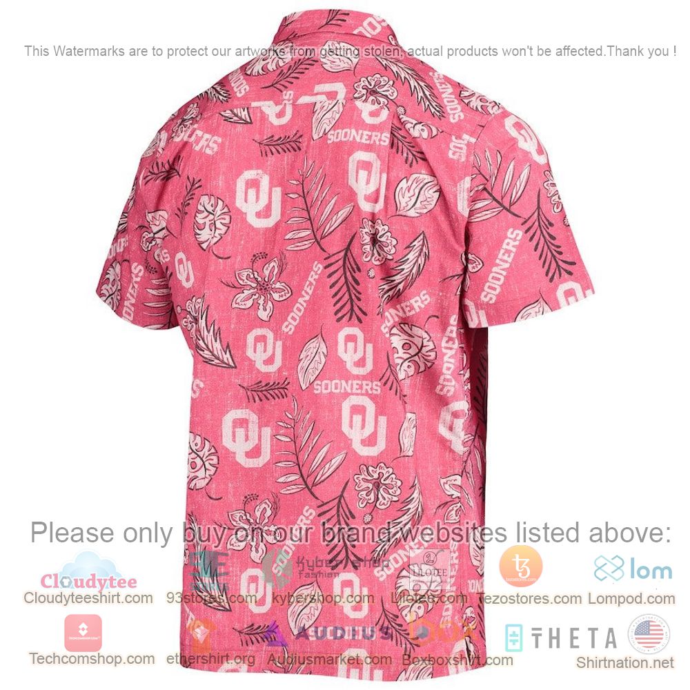HOT Oklahoma Sooners Crimson Floral Button-Up Hawaii Shirt 3