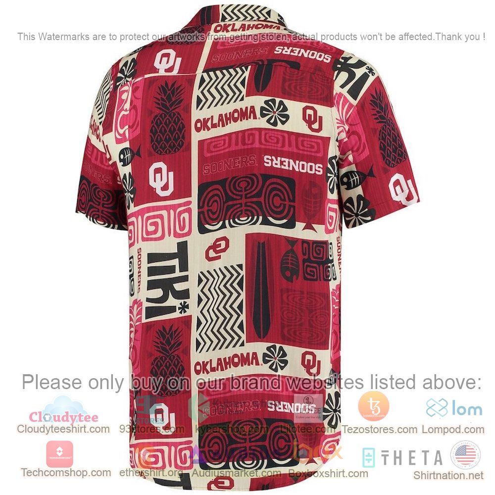 HOT Oklahoma Sooners Tan Tiki Button-Up Hawaii Shirt 3