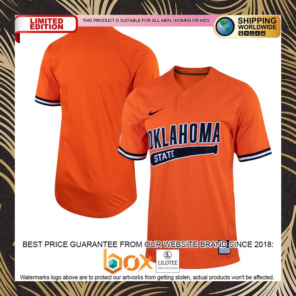 NEW Oklahoma State Cowboys Two-Button Replica Orange Baseball Jersey 5