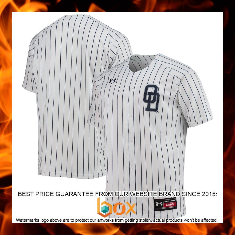 BEST Old Dominion Monarchs Under Armour Pinstripe Replica White Baseball Jersey 10