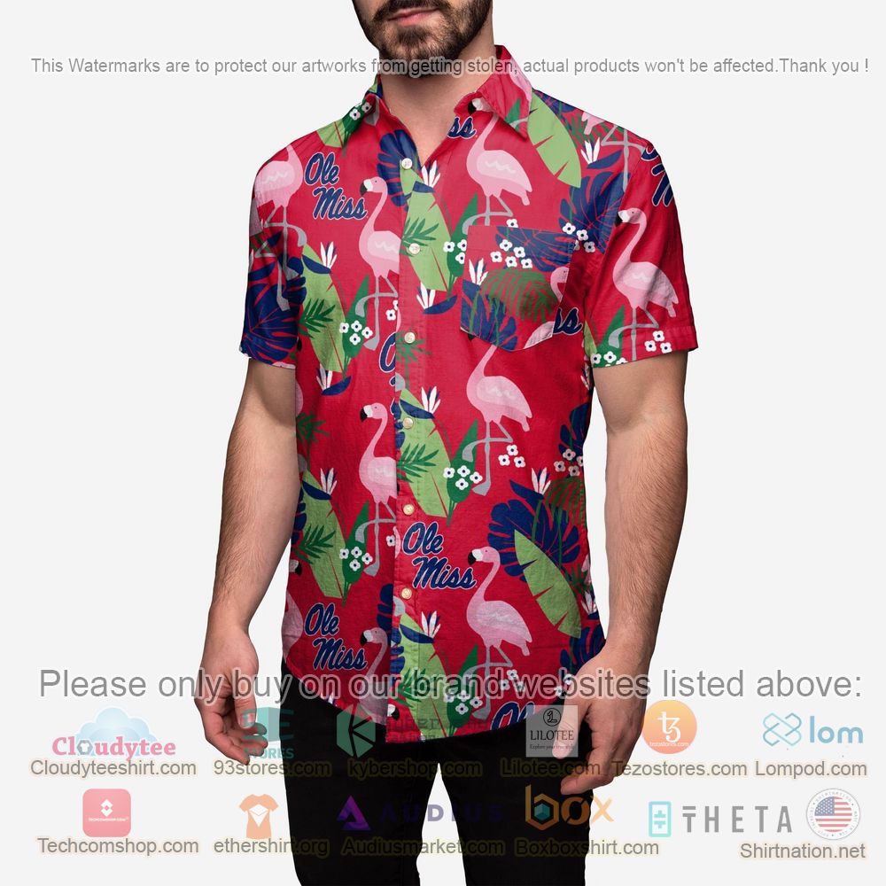 HOT Ole Miss Rebels Floral Button-Up Hawaii Shirt 2