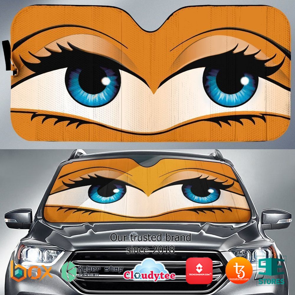 Orange Glam Cartoon Eyes Cute Eyes Car Sunshade 1