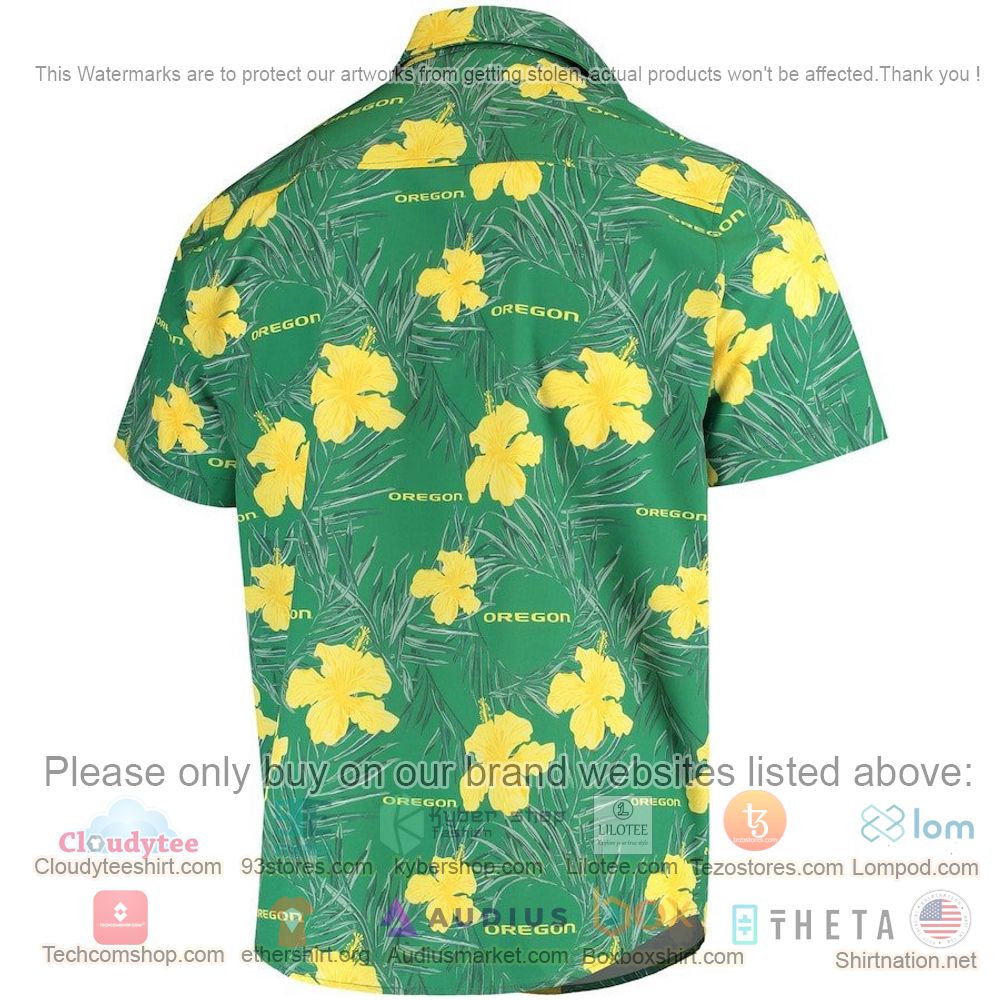 HOT Oregon Ducks Green Floral Button-Up Hawaii Shirt 3