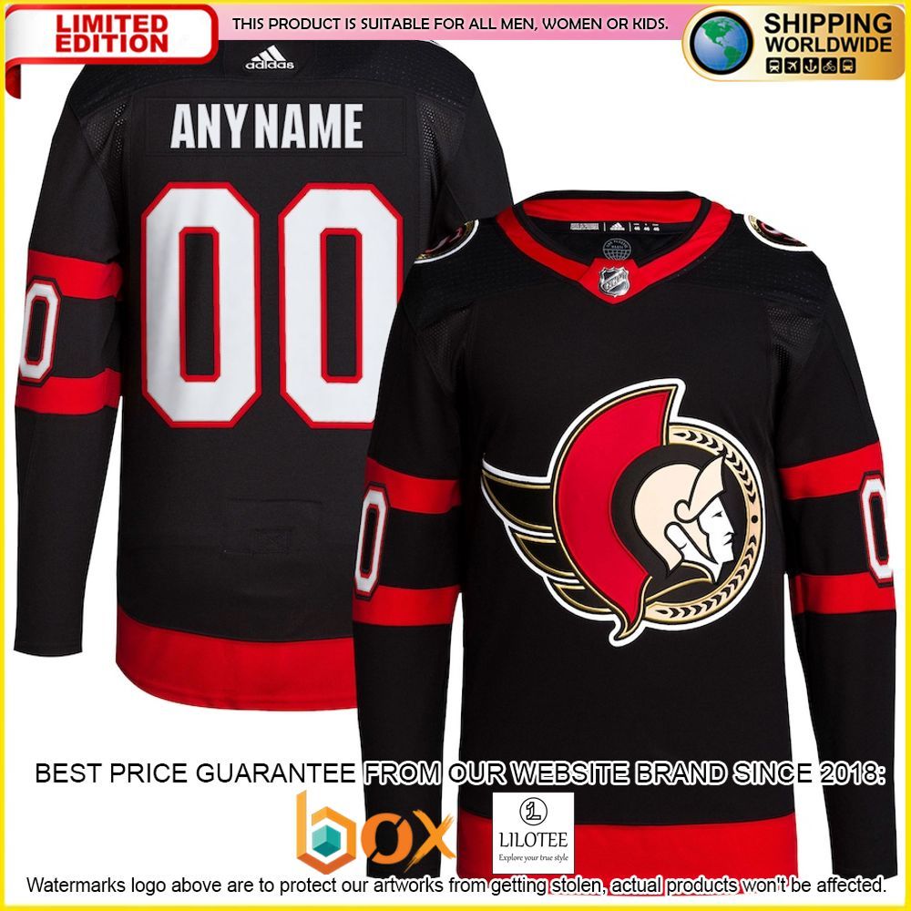 NEW Ottawa Senators Ottawa Senators Adidas Custom Black Premium Hockey Jersey 1