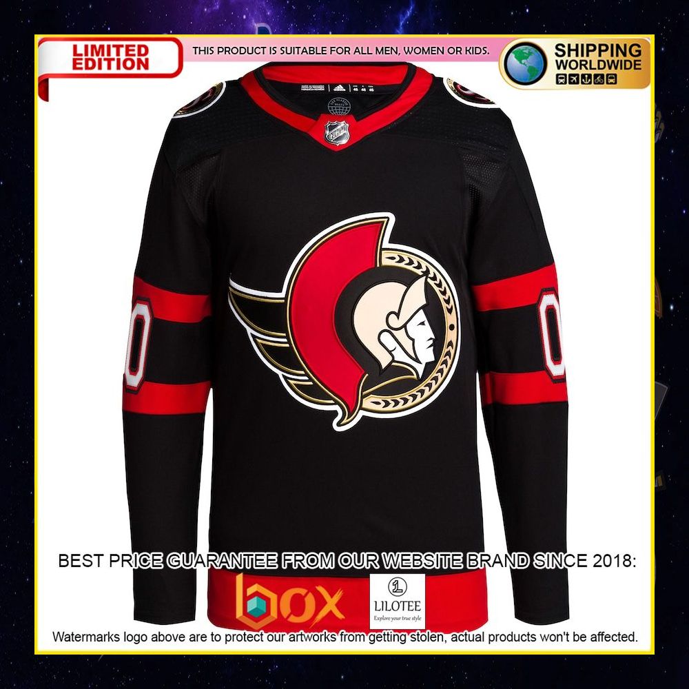 NEW Ottawa Senators Ottawa Senators Adidas Custom Black Premium Hockey Jersey 5
