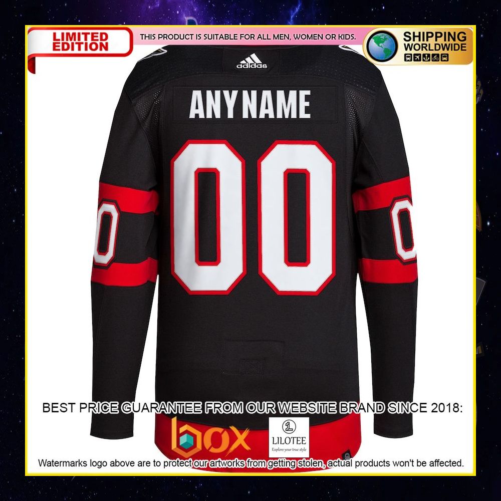NEW Ottawa Senators Ottawa Senators Adidas Custom Black Premium Hockey Jersey 6