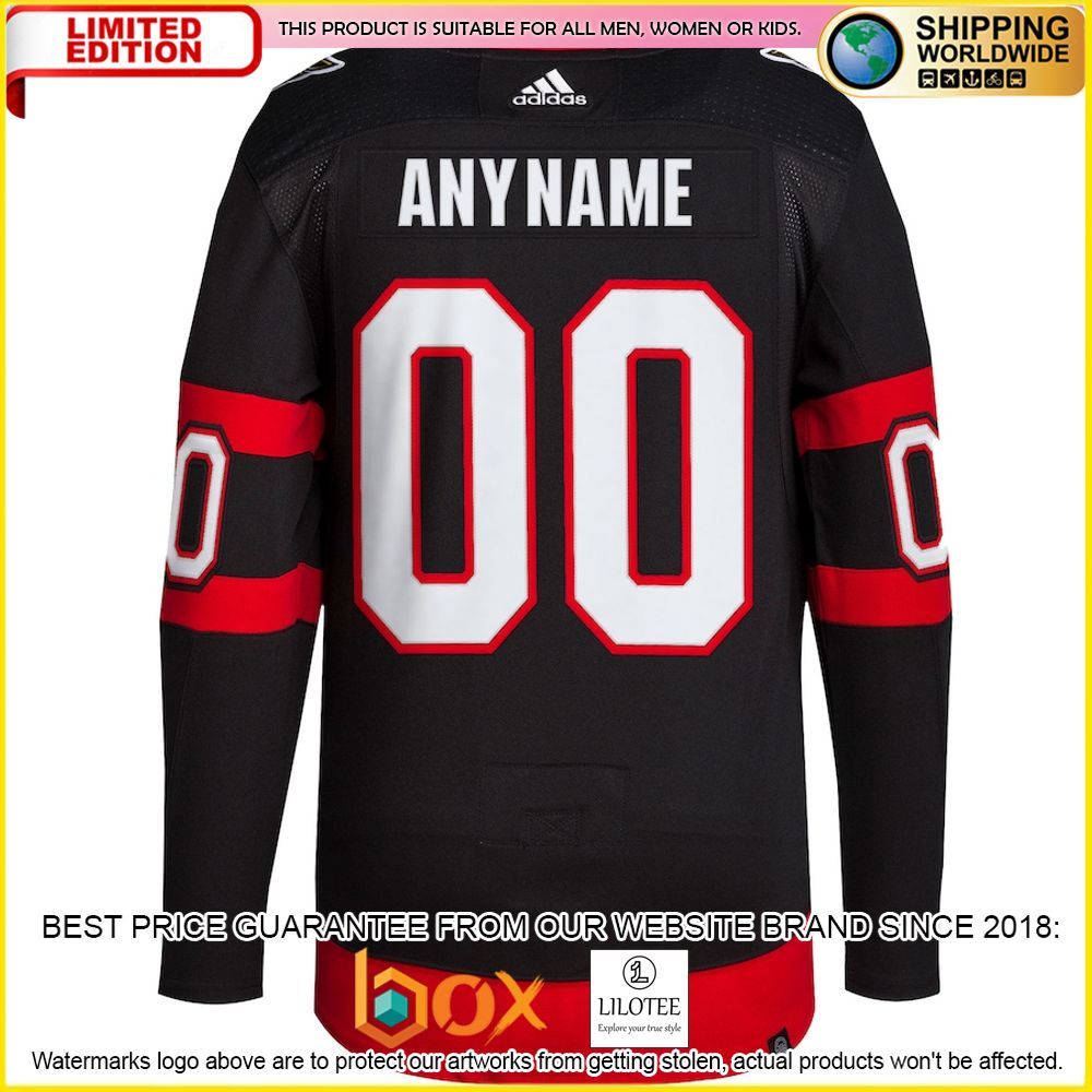 NEW Ottawa Senators Ottawa Senators Adidas Custom Black Premium Hockey Jersey 3
