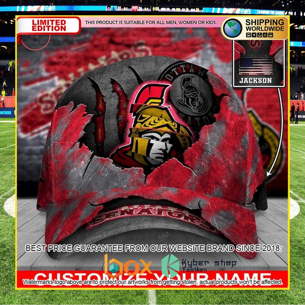 NEW Ottawa Senators Skull NHL Custom Name Cap Hat 7