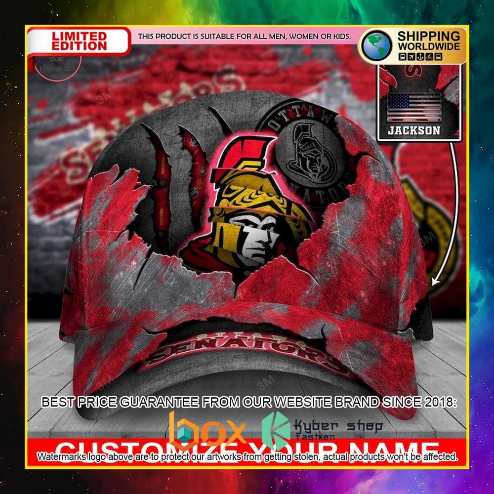 NEW Ottawa Senators Skull NHL Custom Name Cap Hat 4