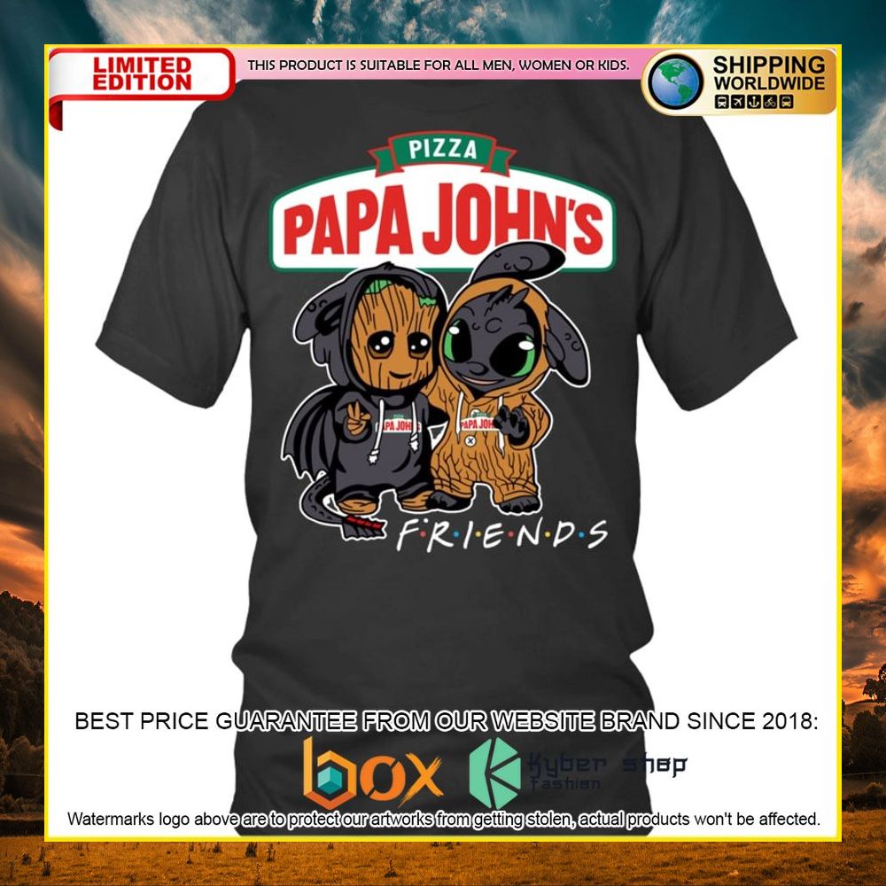 NEW Papa John's Pizza Baby Groot Stitch Friends 3D Hoodie, Shirt 9