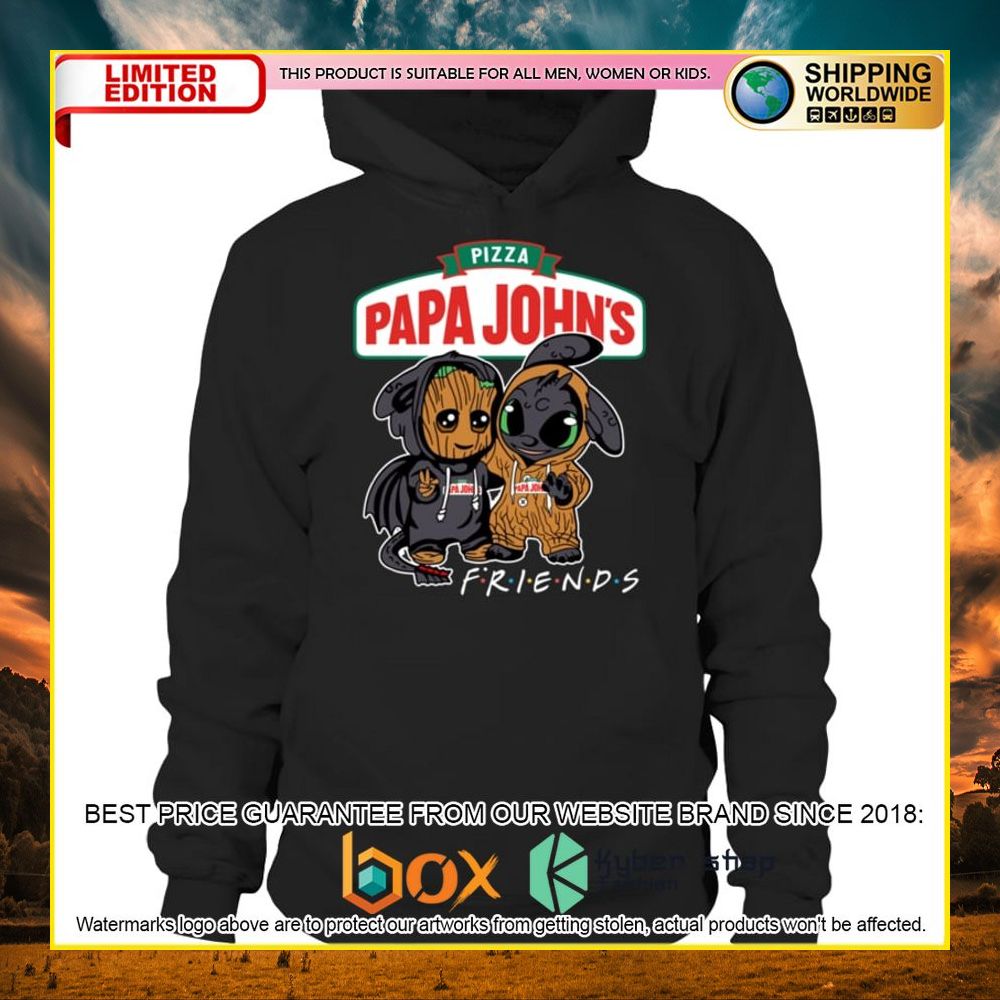 NEW Papa John's Pizza Baby Groot Stitch Friends 3D Hoodie, Shirt 10