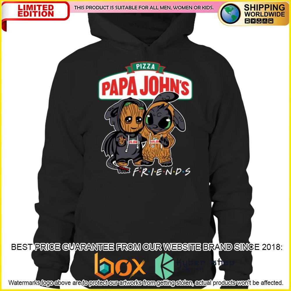 NEW Papa John's Pizza Baby Groot Stitch Friends 3D Hoodie, Shirt 2
