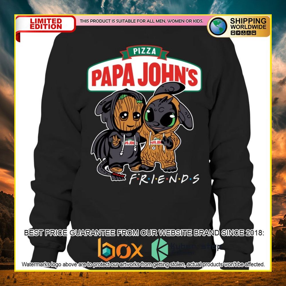 NEW Papa John's Pizza Baby Groot Stitch Friends 3D Hoodie, Shirt 11