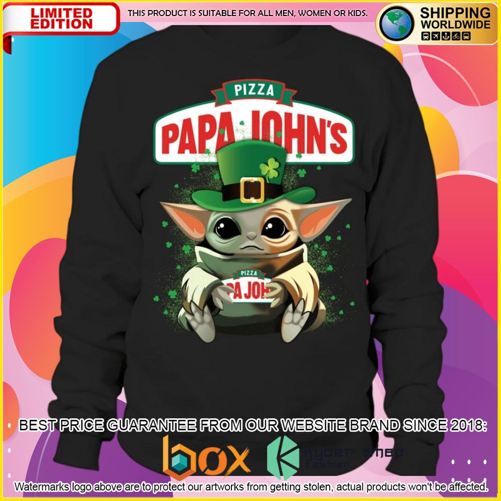 NEW Papa John's Pizza Baby Yoda Patrick's Day 3D Hoodie, Shirt 7