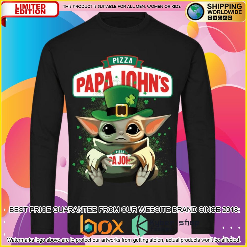 NEW Papa John's Pizza Baby Yoda Patrick's Day 3D Hoodie, Shirt 8