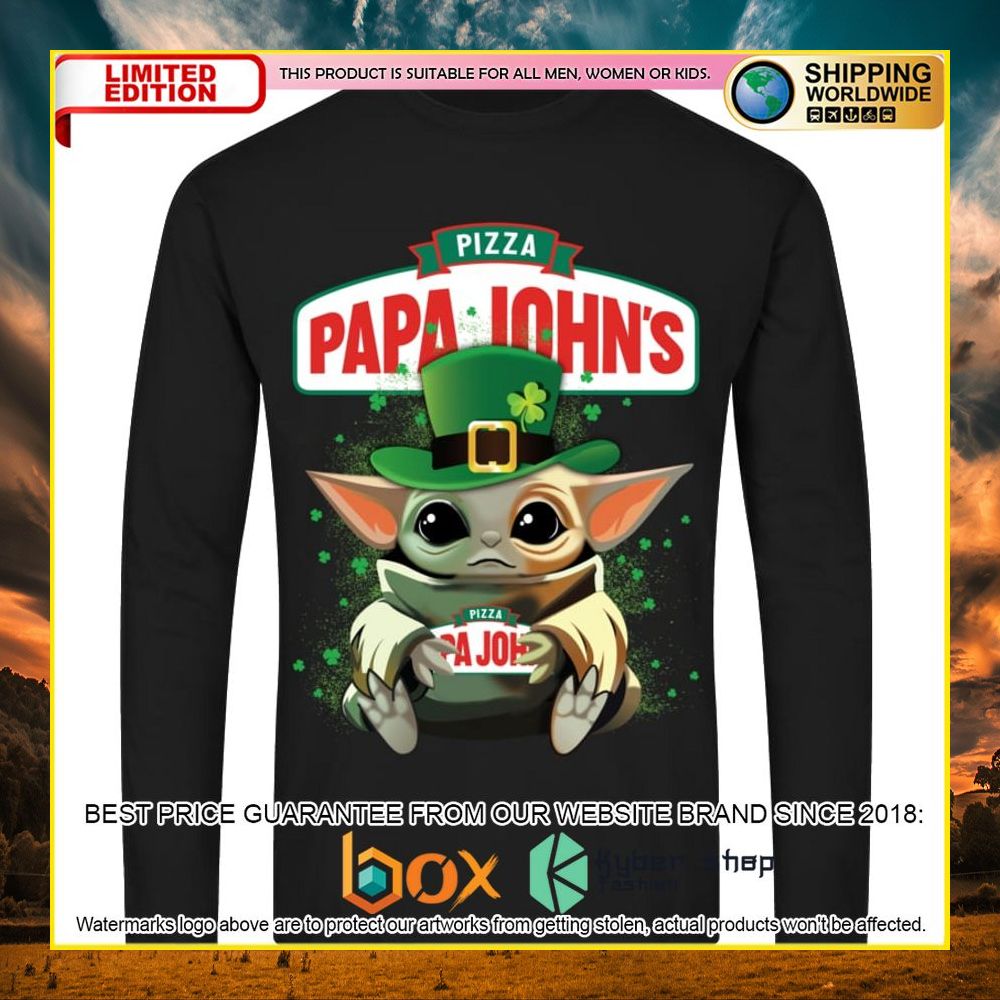 NEW Papa John's Pizza Baby Yoda Patrick's Day 3D Hoodie, Shirt 12