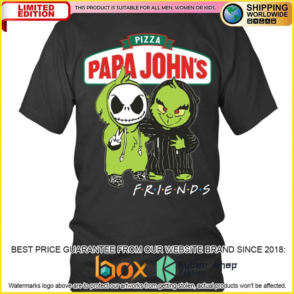 NEW Papa John's Pizza Jack Skelltington Grinch Friends 3D Hoodie, Shirt 1