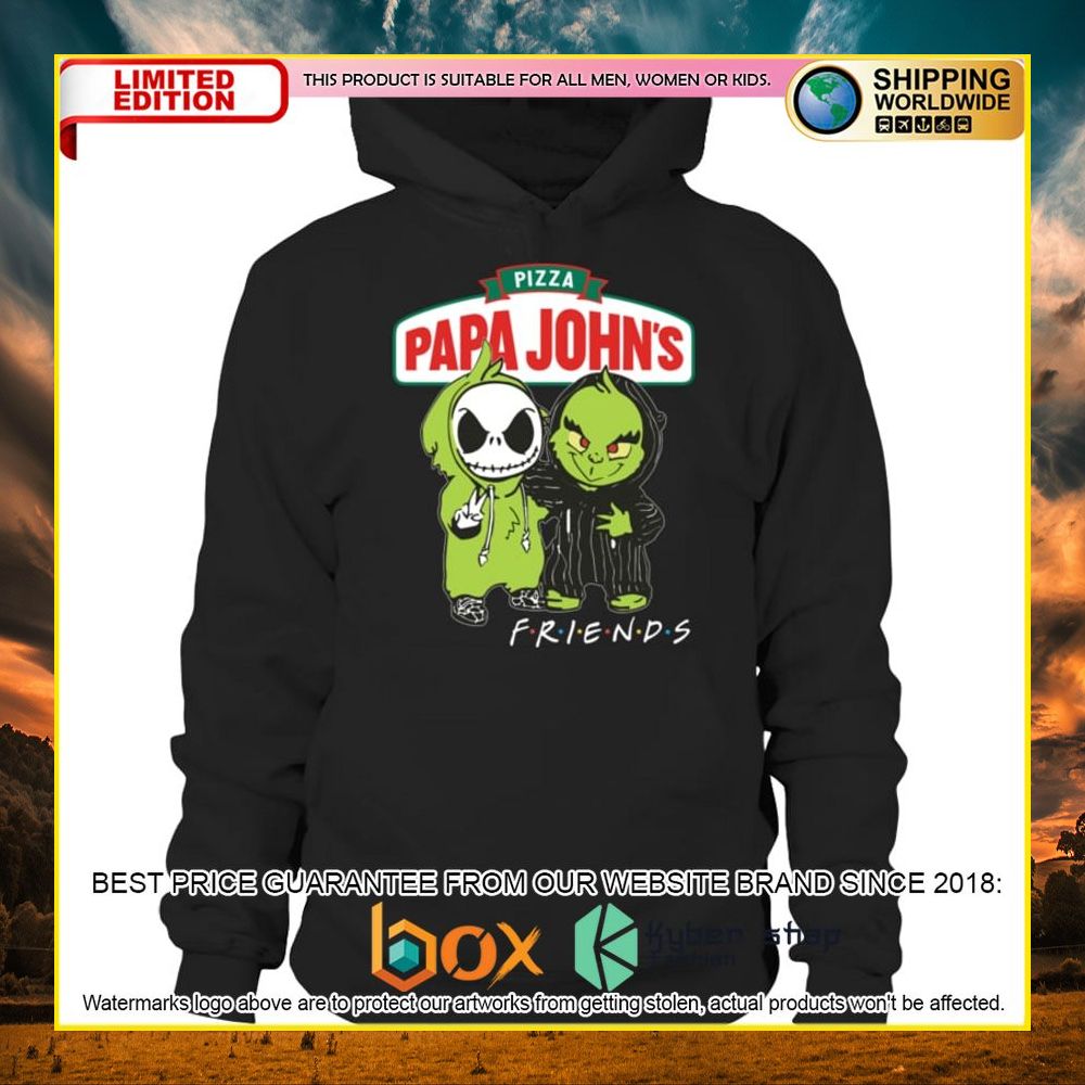 NEW Papa John's Pizza Jack Skelltington Grinch Friends 3D Hoodie, Shirt 10