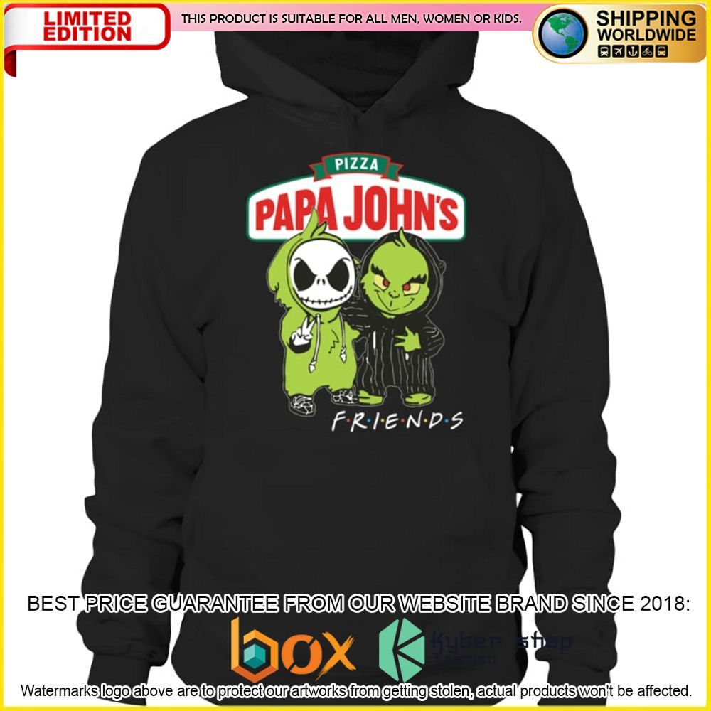 NEW Papa John's Pizza Jack Skelltington Grinch Friends 3D Hoodie, Shirt 2