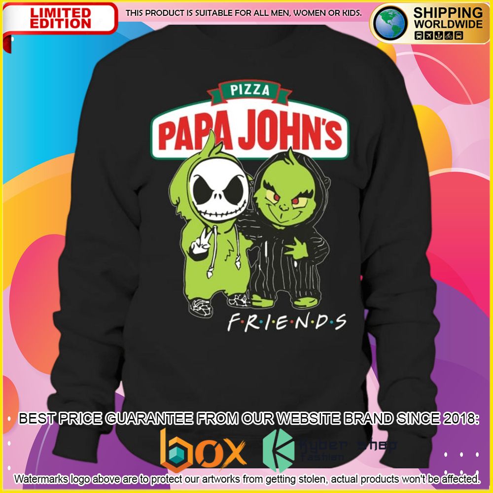 NEW Papa John's Pizza Jack Skelltington Grinch Friends 3D Hoodie, Shirt 7