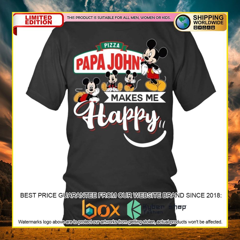 NEW Papa John's Pizza Mickey Mouse Makes Me Happy 3D Hoodie, Shirt 9