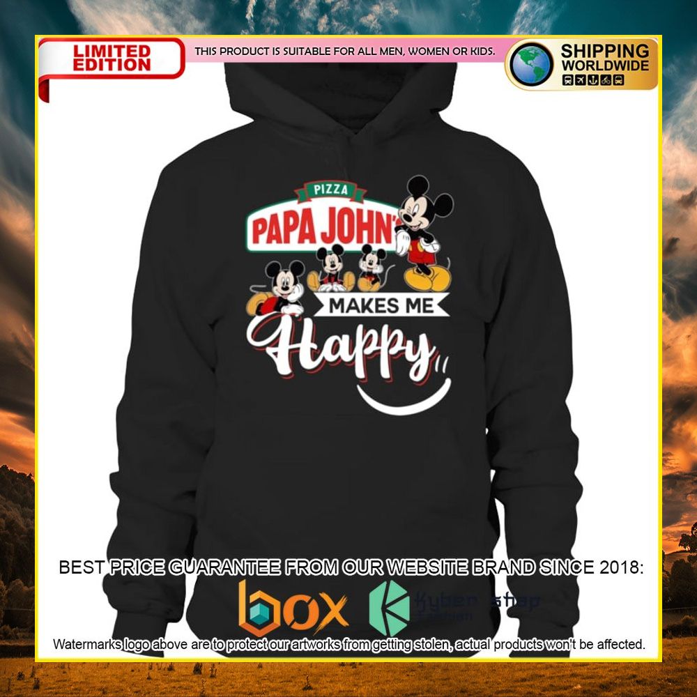 NEW Papa John's Pizza Mickey Mouse Makes Me Happy 3D Hoodie, Shirt 10