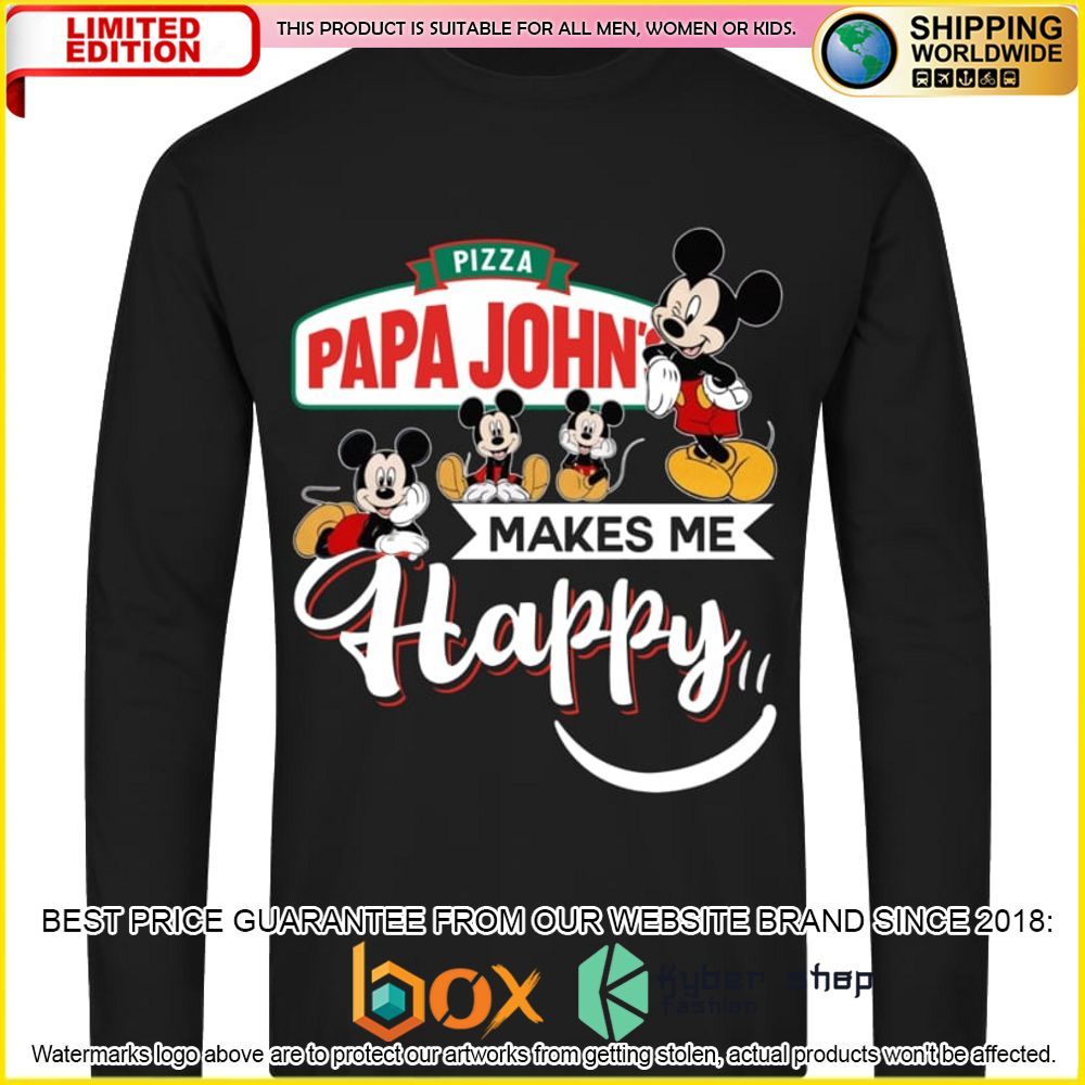 NEW Papa John's Pizza Mickey Mouse Makes Me Happy 3D Hoodie, Shirt 4