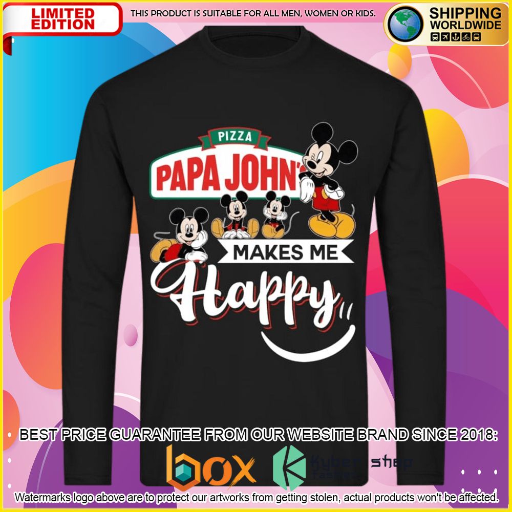 NEW Papa John's Pizza Mickey Mouse Makes Me Happy 3D Hoodie, Shirt 8
