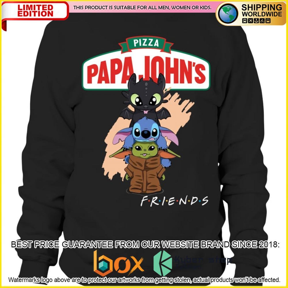 NEW Papa John's Pizza Toothless Stitch Baby Yoda Friends 3D Hoodie, Shirt 3