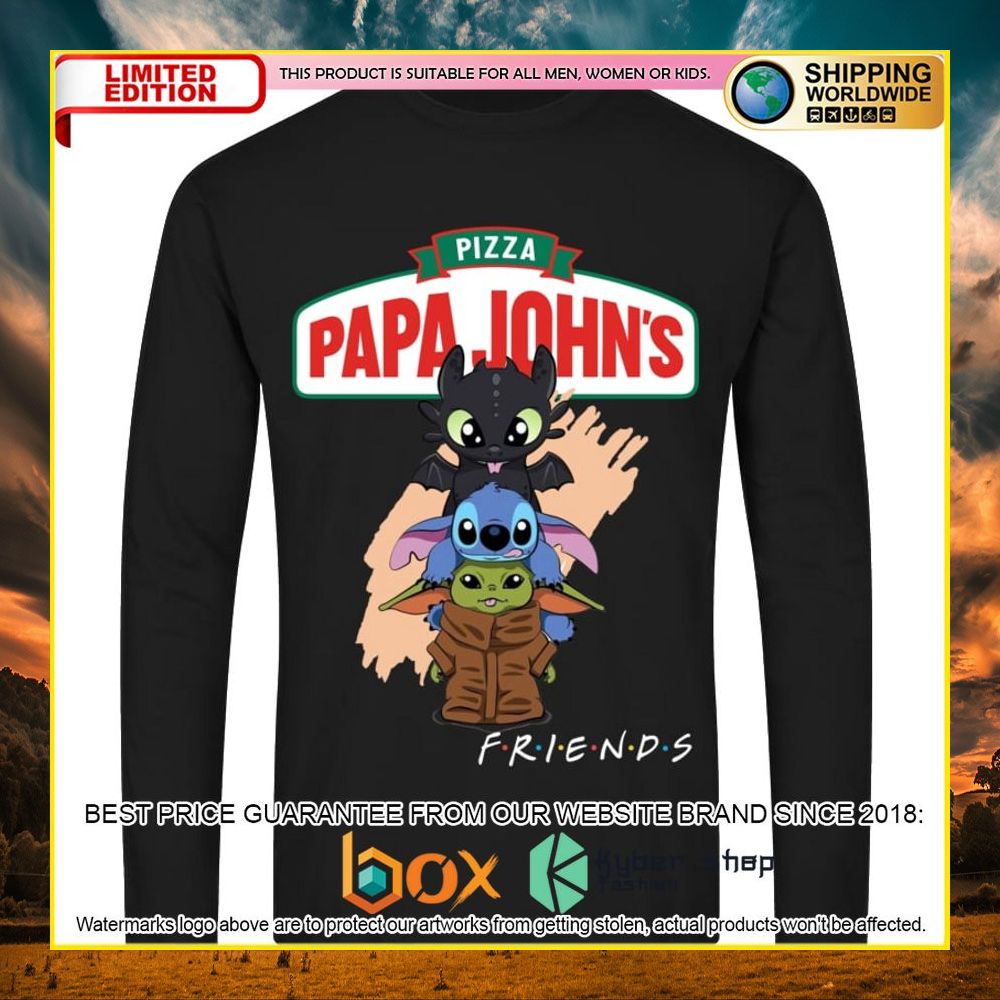 NEW Papa John's Pizza Toothless Stitch Baby Yoda Friends 3D Hoodie, Shirt 12