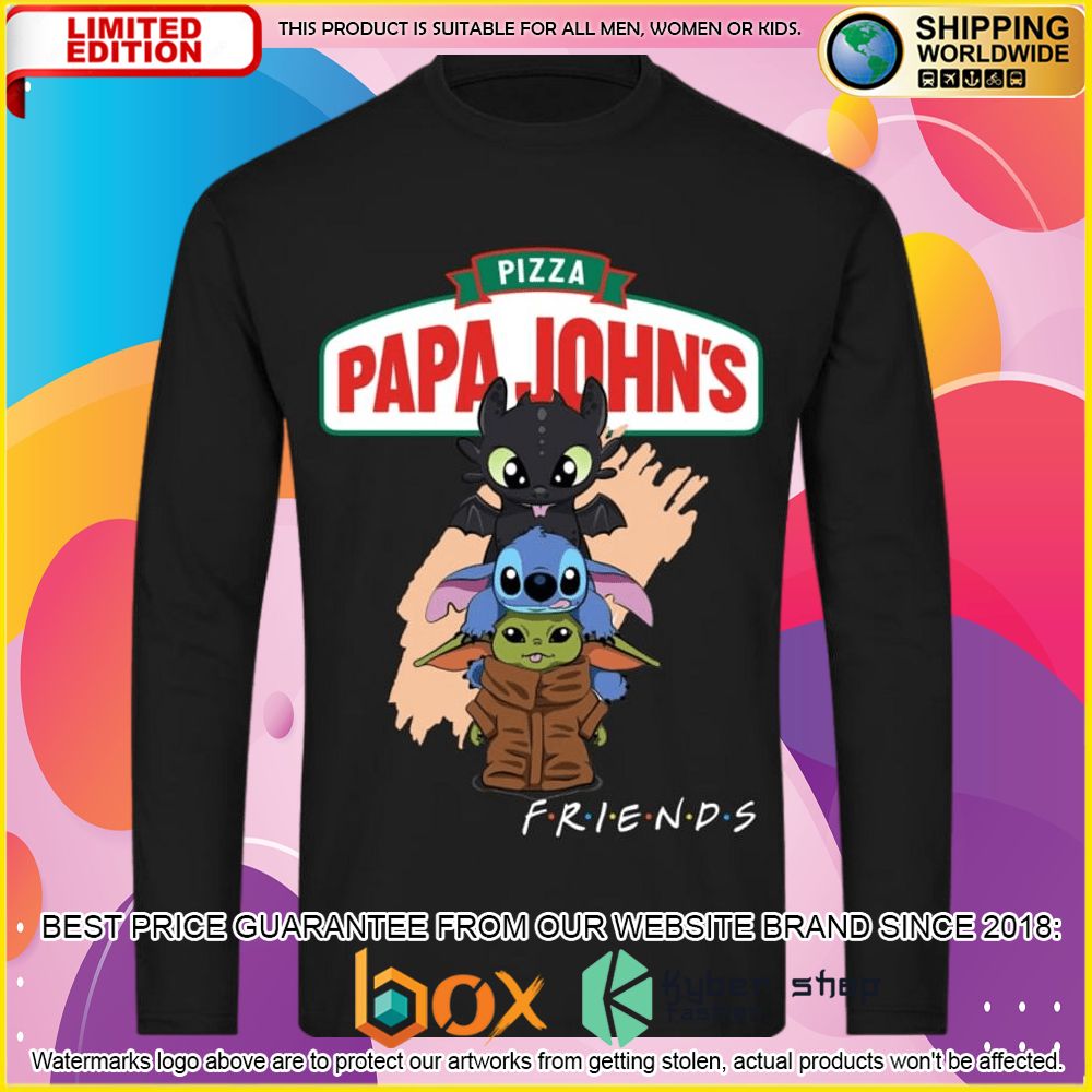 NEW Papa John's Pizza Toothless Stitch Baby Yoda Friends 3D Hoodie, Shirt 8
