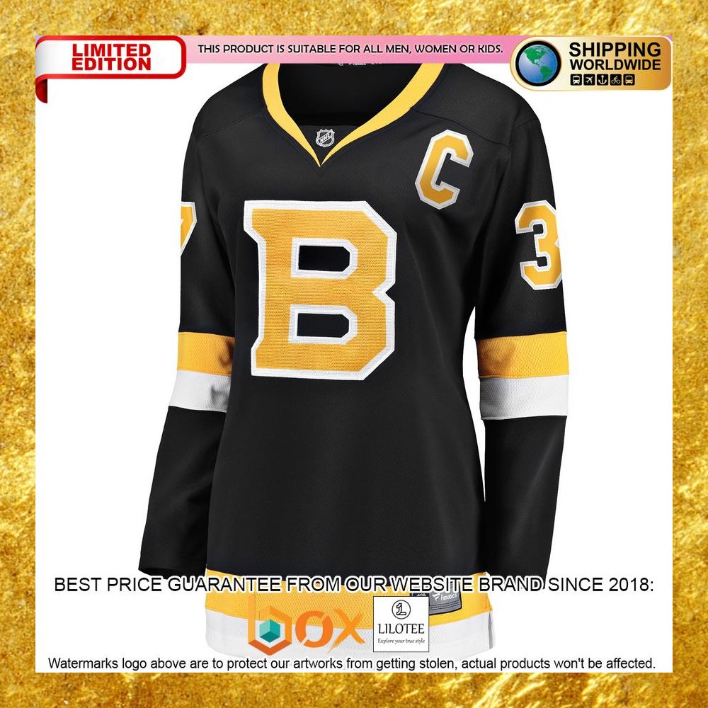 NEW Patrice Bergeron Boston Bruins Women's Captain Alternate Premier Player Black Hockey Jersey 6