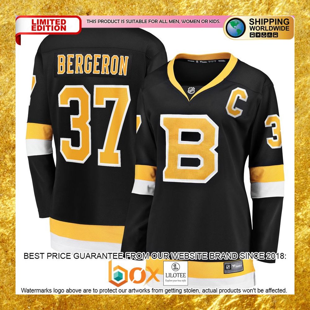 NEW Patrice Bergeron Boston Bruins Women's Captain Alternate Premier Player Black Hockey Jersey 8