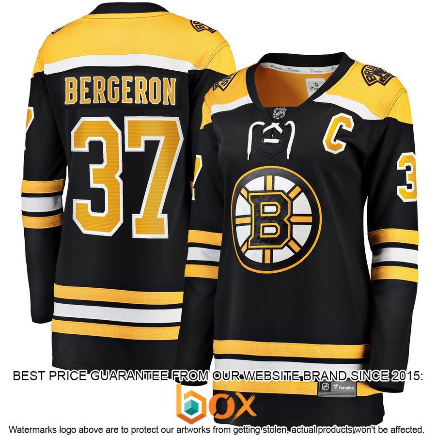 NEW Patrice Bergeron Boston Bruins Women's Home Captain Premier Player Black Hockey Jersey 1