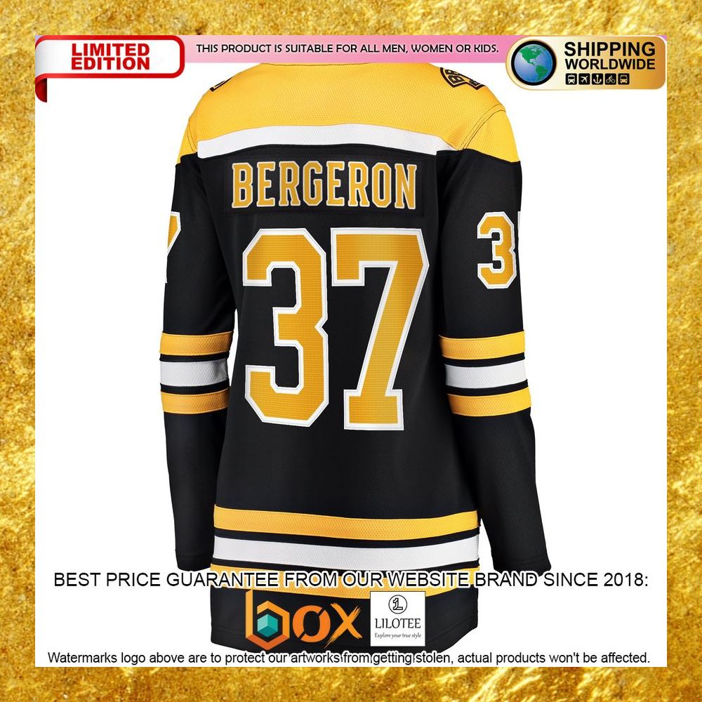 NEW Patrice Bergeron Boston Bruins Women's Home Captain Premier Player Black Hockey Jersey 7