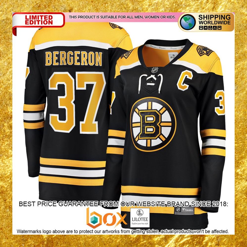 NEW Patrice Bergeron Boston Bruins Women's Home Captain Premier Player Black Hockey Jersey 8