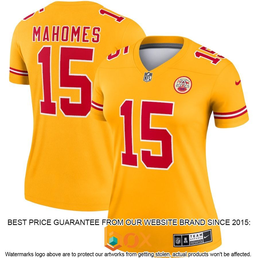 BEST Patrick Mahomes Kansas City Chiefs Women's Inverted Legend Gold Football Jersey 1