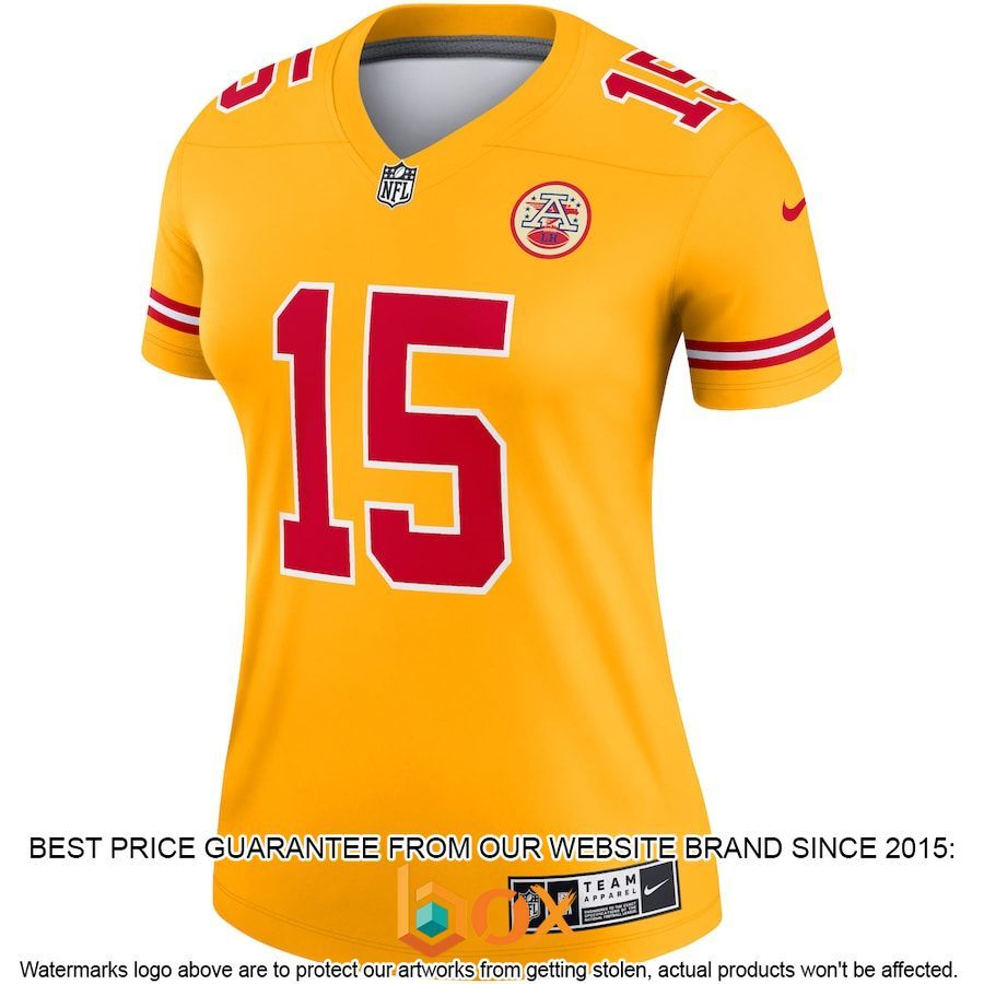 BEST Patrick Mahomes Kansas City Chiefs Women's Inverted Legend Gold Football Jersey 2