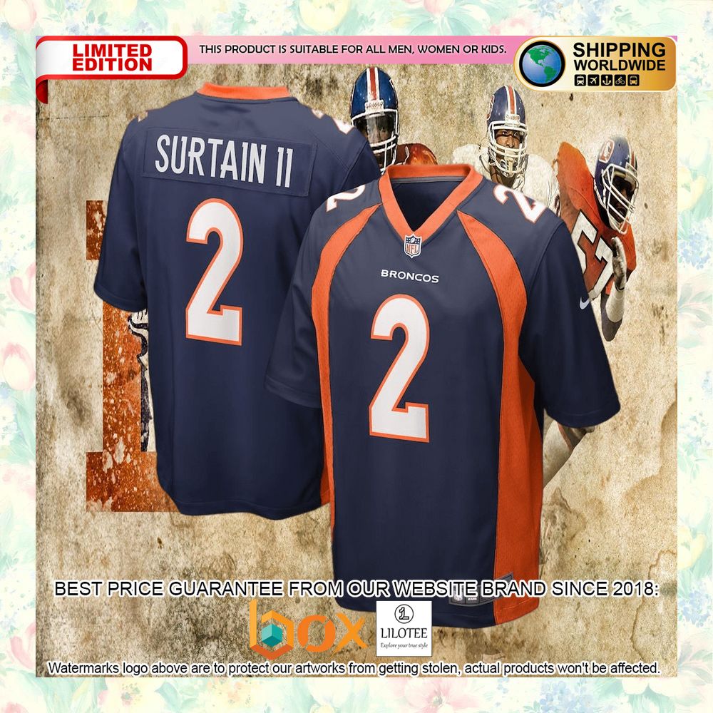 BEST Patrick Surtain II Denver Broncos Home Player Navy Football Jersey 4