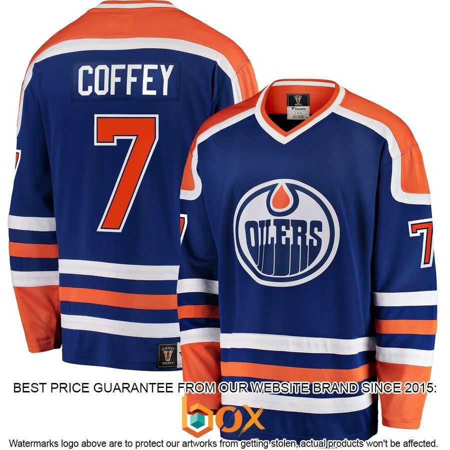 NEW Paul Coffey Edmonton Oilers Premier Retired Player Blue Hockey Jersey 1