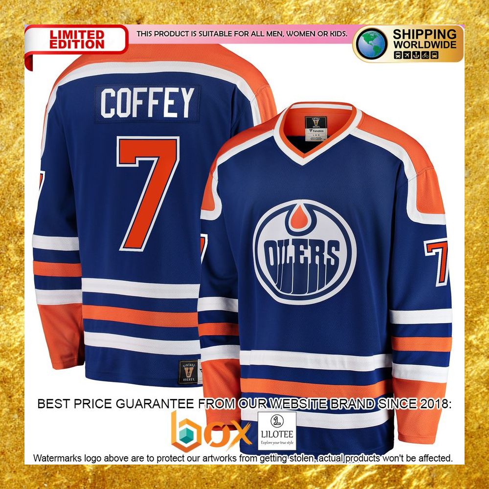 NEW Paul Coffey Edmonton Oilers Premier Retired Player Blue Hockey Jersey 5
