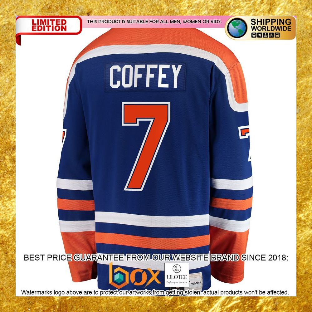 NEW Paul Coffey Edmonton Oilers Premier Retired Player Blue Hockey Jersey 7