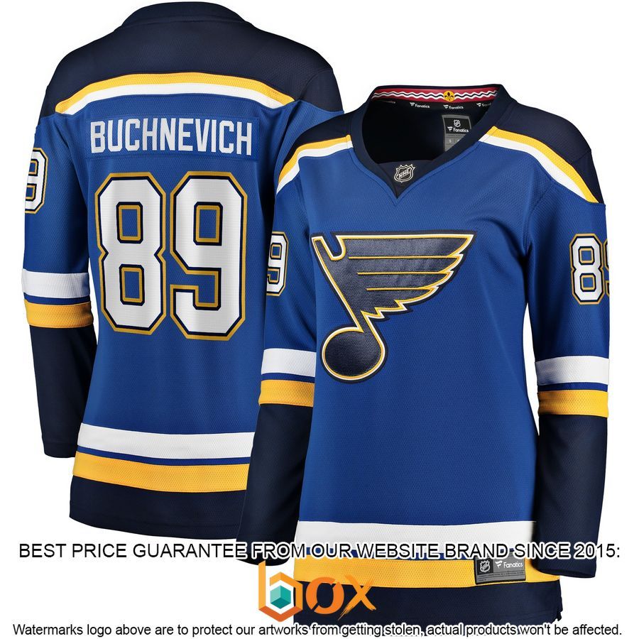 NEW Pavel Buchnevich St. Louis Blues Women's Home Player Blue Hockey Jersey 1