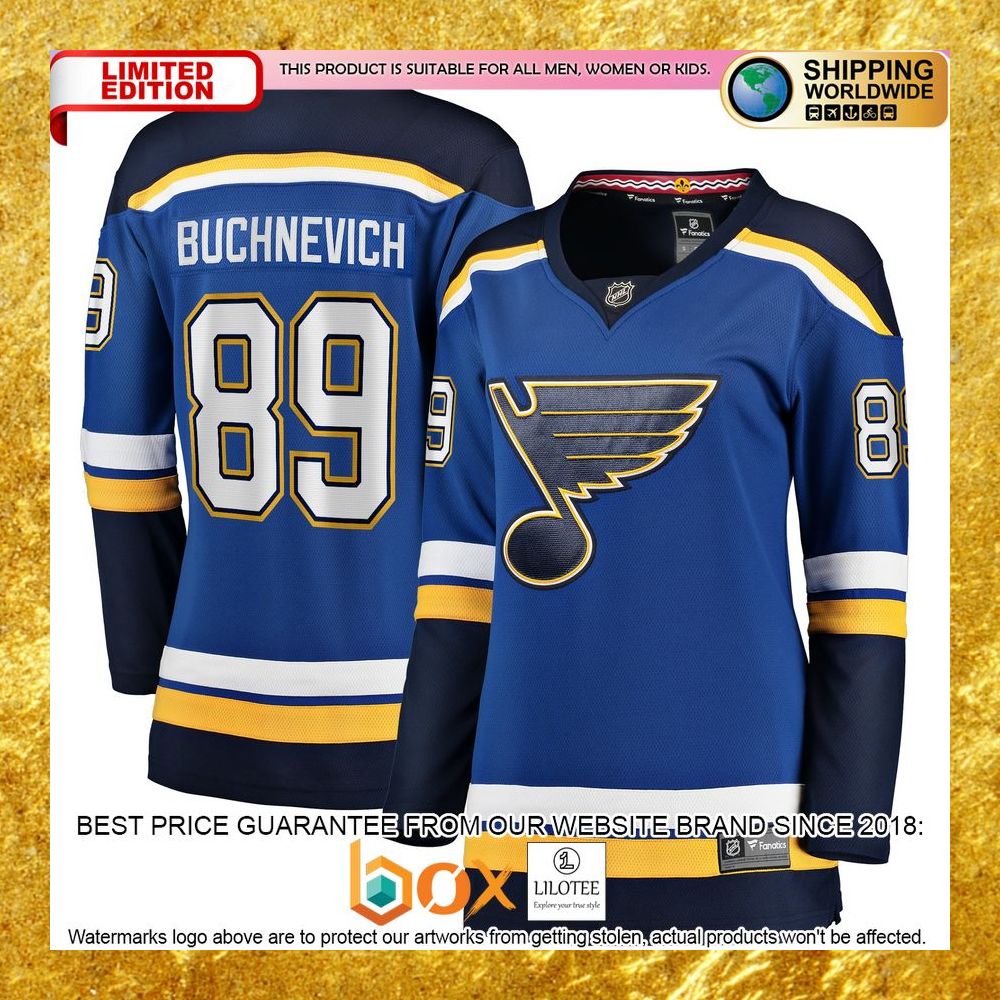 NEW Pavel Buchnevich St. Louis Blues Women's Home Player Blue Hockey Jersey 8