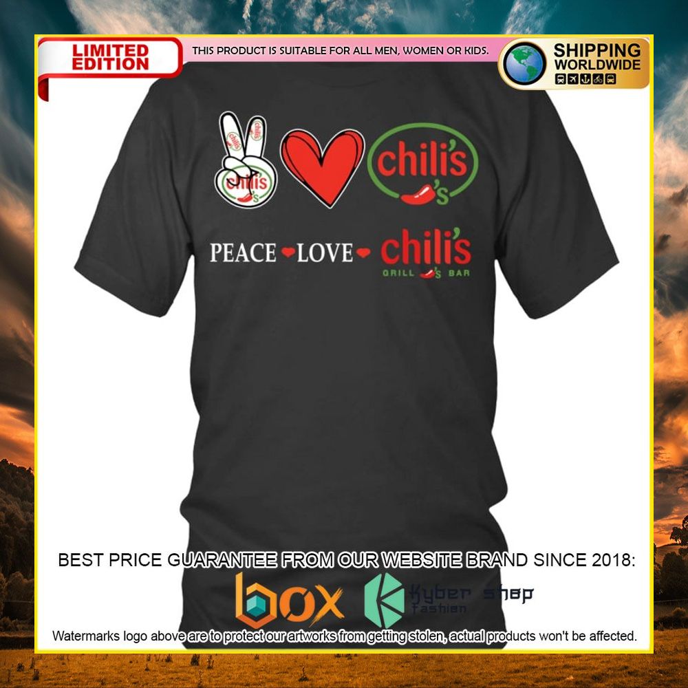 NEW Peace Love Chili's 3D Hoodie, Shirt 9