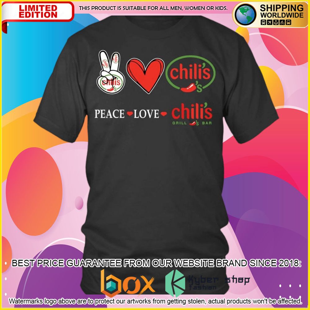 NEW Peace Love Chili's 3D Hoodie, Shirt 5