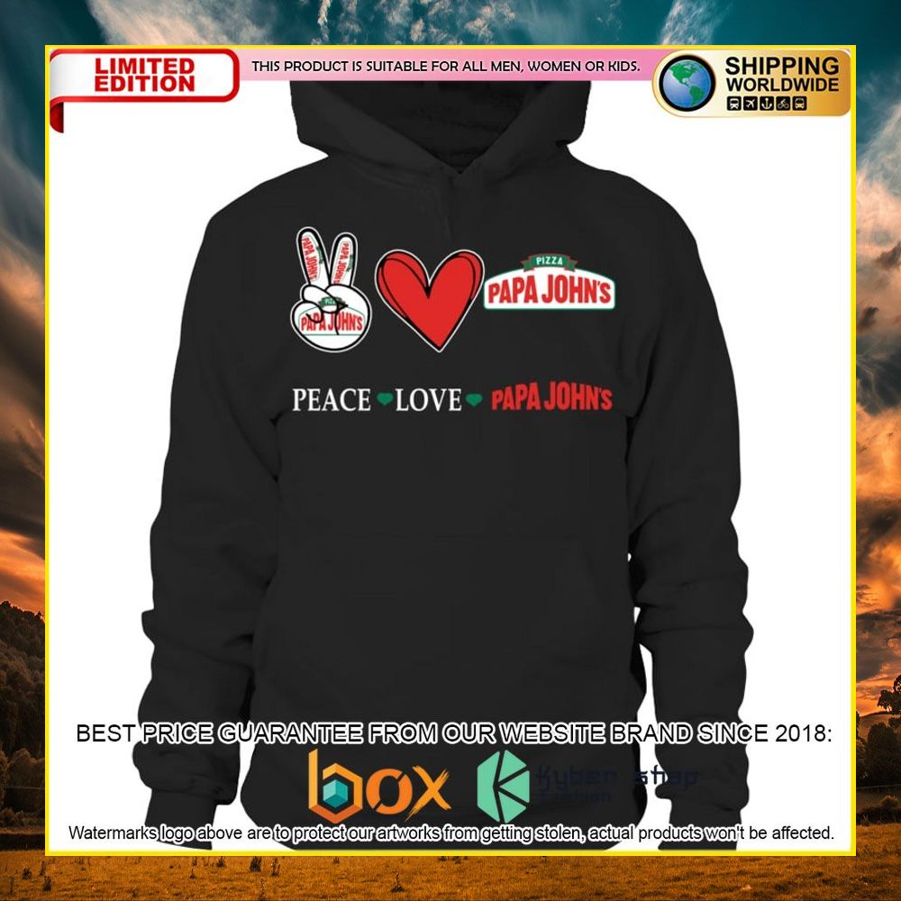 NEW Peace Love Papa John's Pizza 3D Hoodie, Shirt 10