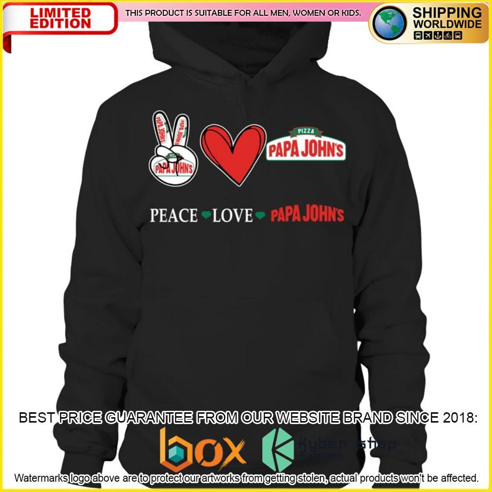 NEW Peace Love Papa John's Pizza 3D Hoodie, Shirt 2