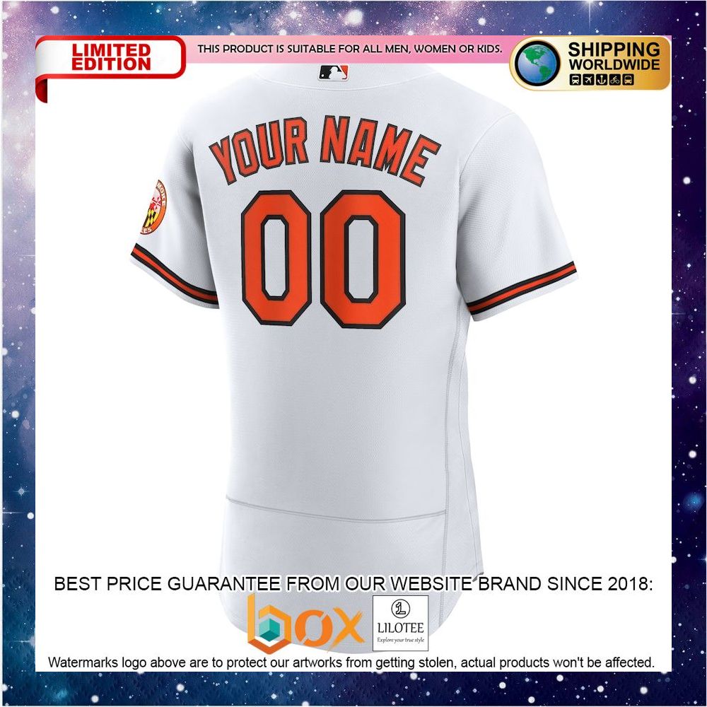 NEW Personalized Baltimore Orioles Home Authentic White Baseball Jersey 3